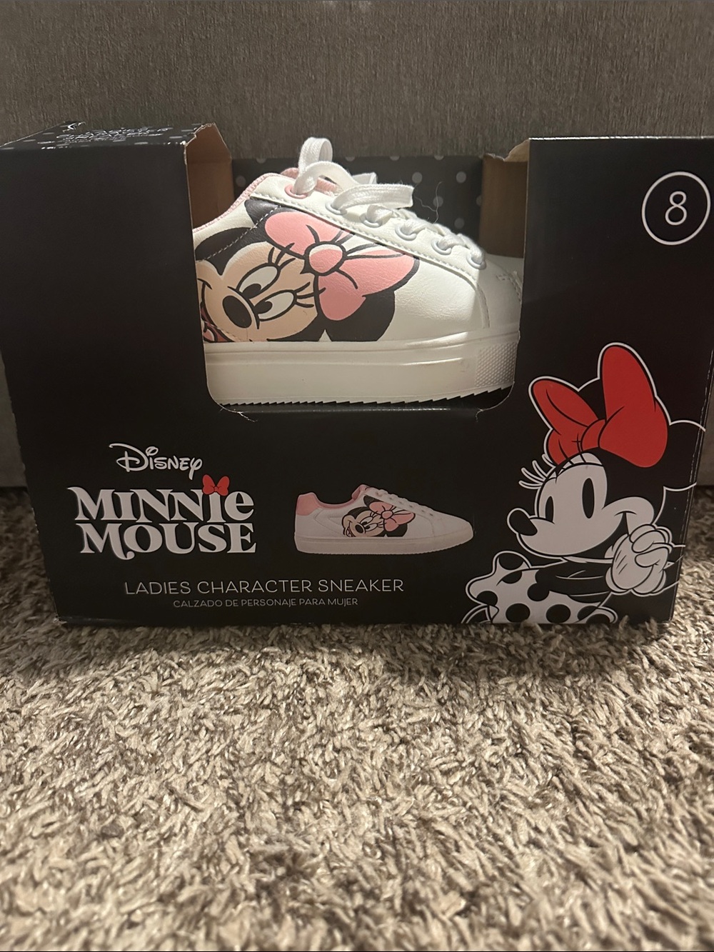 Disney Minnie Mouse White Pink Accent Ladies Athletic Sneakers